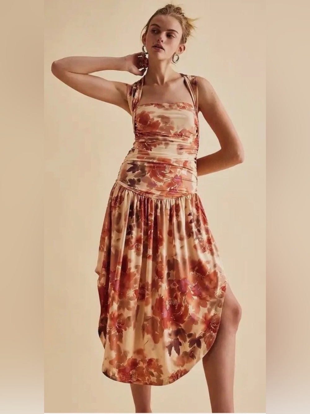 Free People Raylon Midi Dress in orange